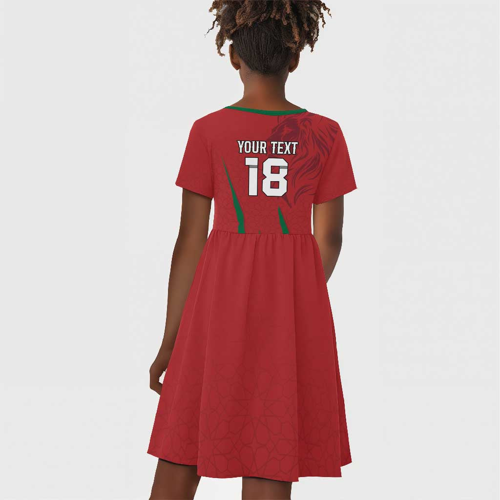 Custom Morocco Football Kid Short Sleeve Dress Atlas Lions Road To Champion