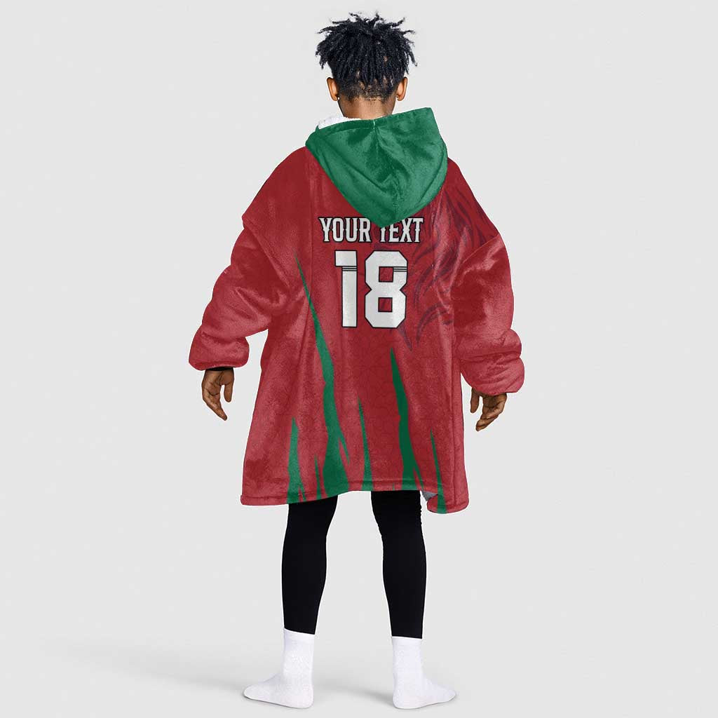 Custom Morocco Football Kid Wearable Blanket Hoodie Atlas Lions Road To Champion
