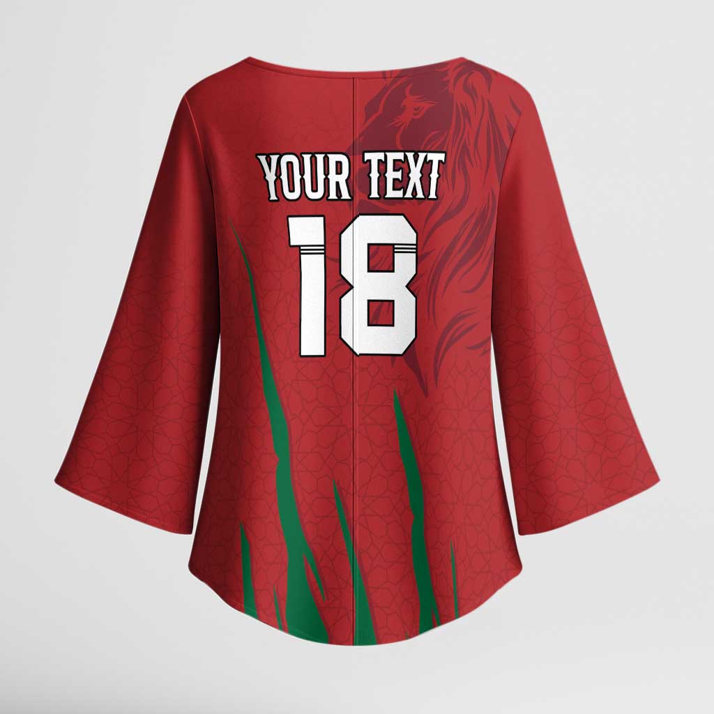 Custom Morocco Football Kimono Sleeve Blouse Atlas Lions Road To Champion