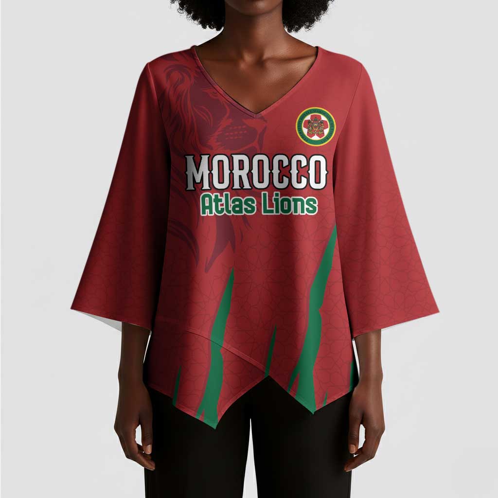Custom Morocco Football Kimono Sleeve Blouse Atlas Lions Road To Champion