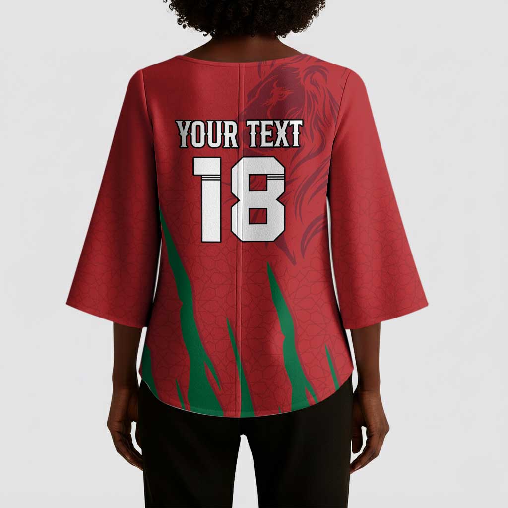Custom Morocco Football Kimono Sleeve Blouse Atlas Lions Road To Champion