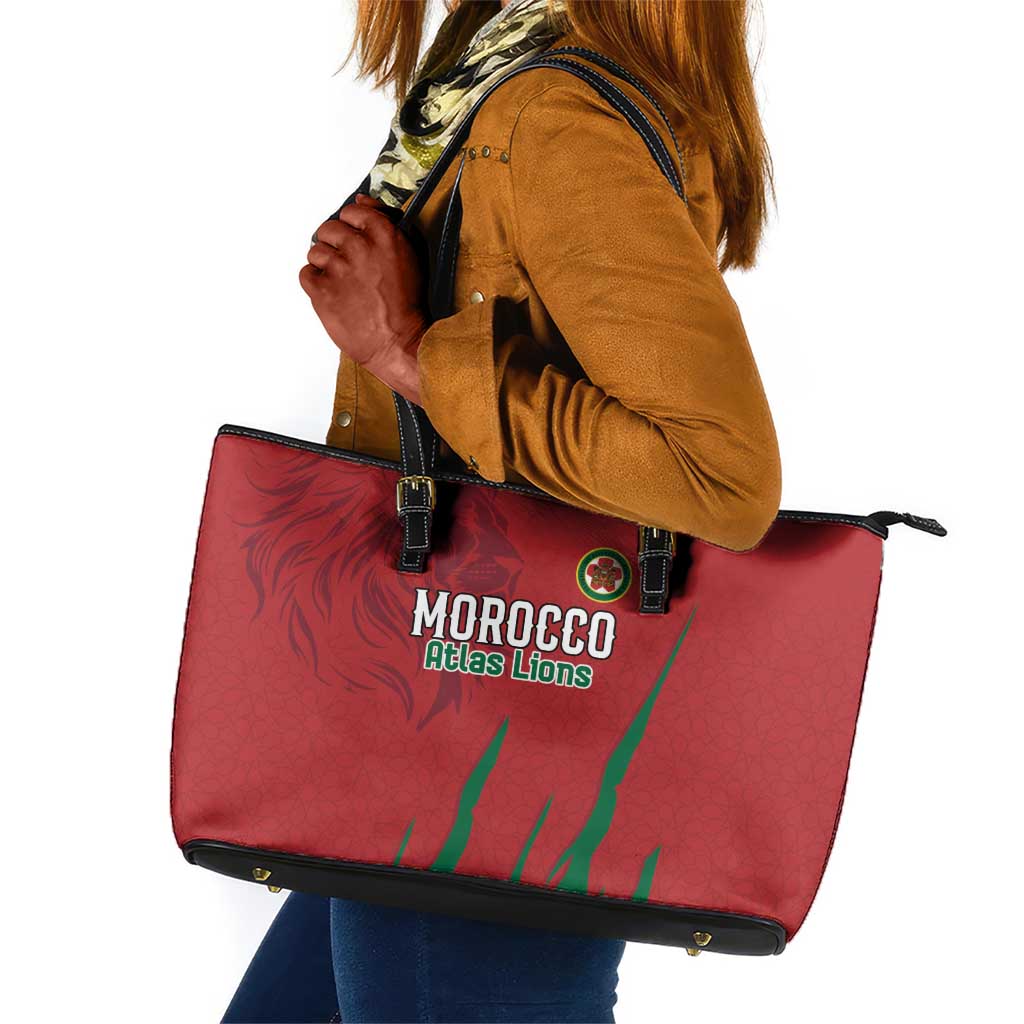 Morocco Football Leather Tote Bag Atlas Lions Road To Champion