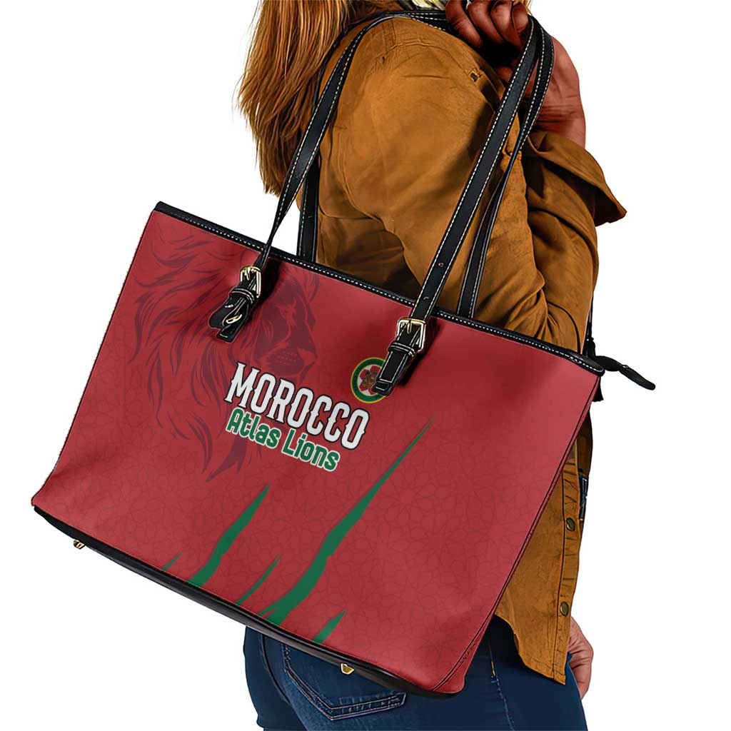 Morocco Football Leather Tote Bag Atlas Lions Road To Champion