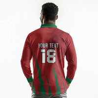 Custom Morocco Football Long Sleeve Polo Shirt Atlas Lions Road To Champion