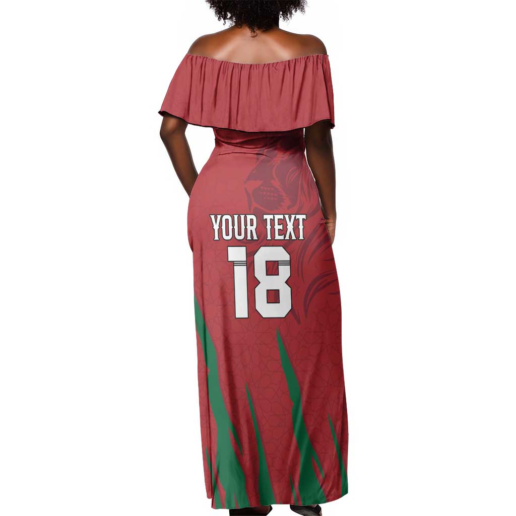 Custom Morocco Football Off Shoulder Maxi Dress Atlas Lions Road To Champion