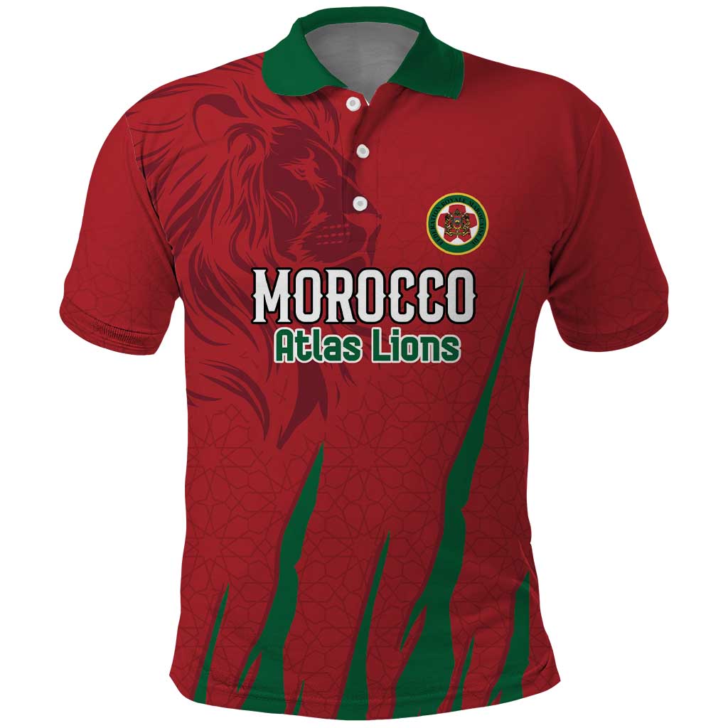 Custom Morocco Football Polo Shirt Atlas Lions Road To Champion LT18