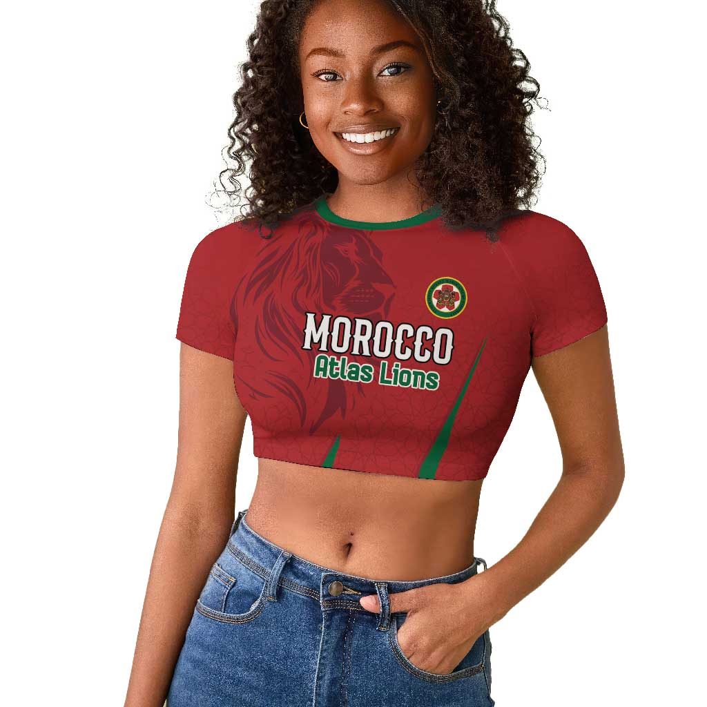 Custom Morocco Football Raglan Cropped T shirt Atlas Lions Road To Champion