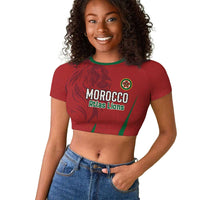 Custom Morocco Football Raglan Cropped T shirt Atlas Lions Road To Champion