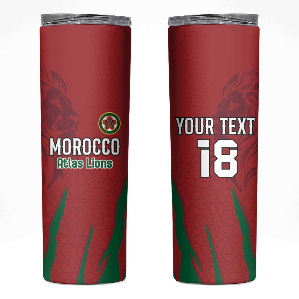 Custom Morocco Football Skinny Tumbler Atlas Lions Road To Champion