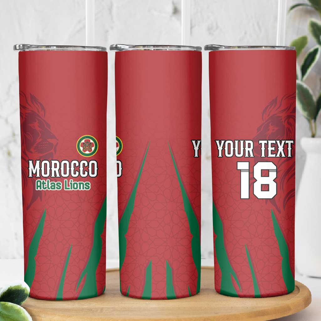 Custom Morocco Football Skinny Tumbler Atlas Lions Road To Champion