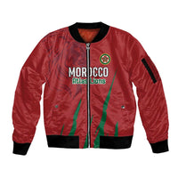 Custom Morocco Football Sleeve Zip Bomber Jacket Atlas Lions Road To Champion