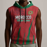 Custom Morocco Football Sleeveless Hoodie Atlas Lions Road To Champion