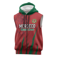 Custom Morocco Football Sleeveless Zip Hoodie Atlas Lions Road To Champion