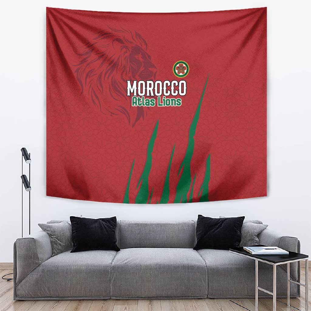 Morocco Football Tapestry Atlas Lions Road To Champion