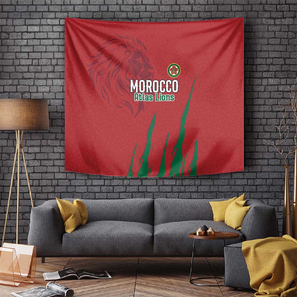 Morocco Football Tapestry Atlas Lions Road To Champion