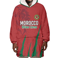 Custom Morocco Football Wearable Blanket Hoodie Atlas Lions Road To Champion