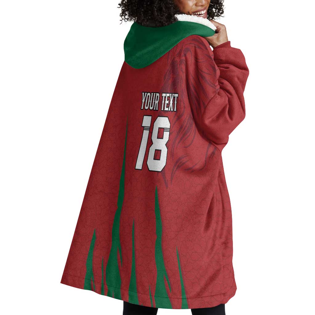 Custom Morocco Football Wearable Blanket Hoodie Atlas Lions Road To Champion