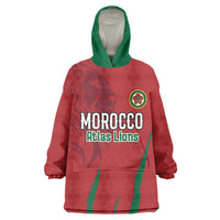 Custom Morocco Football Wearable Blanket Hoodie Atlas Lions Road To Champion