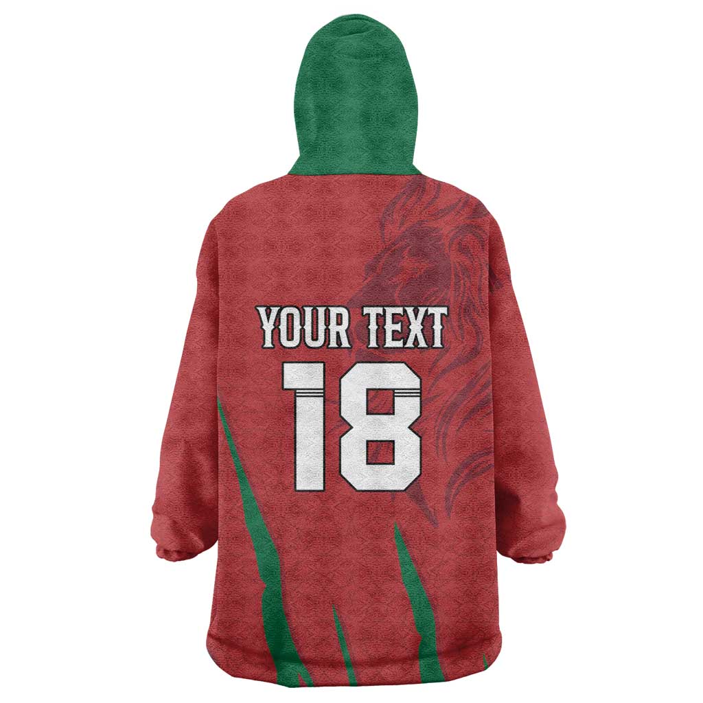 Custom Morocco Football Wearable Blanket Hoodie Atlas Lions Road To Champion