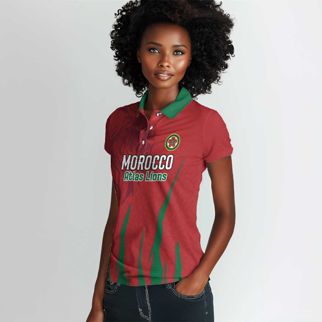 Custom Morocco Football Women Polo Shirt Atlas Lions Road To Champion
