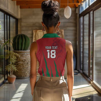 Custom Morocco Football Women Sleeveless Polo Shirt Atlas Lions Road To Champion