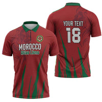 Custom Morocco Football Zipper Polo Shirt Atlas Lions Road To Champion