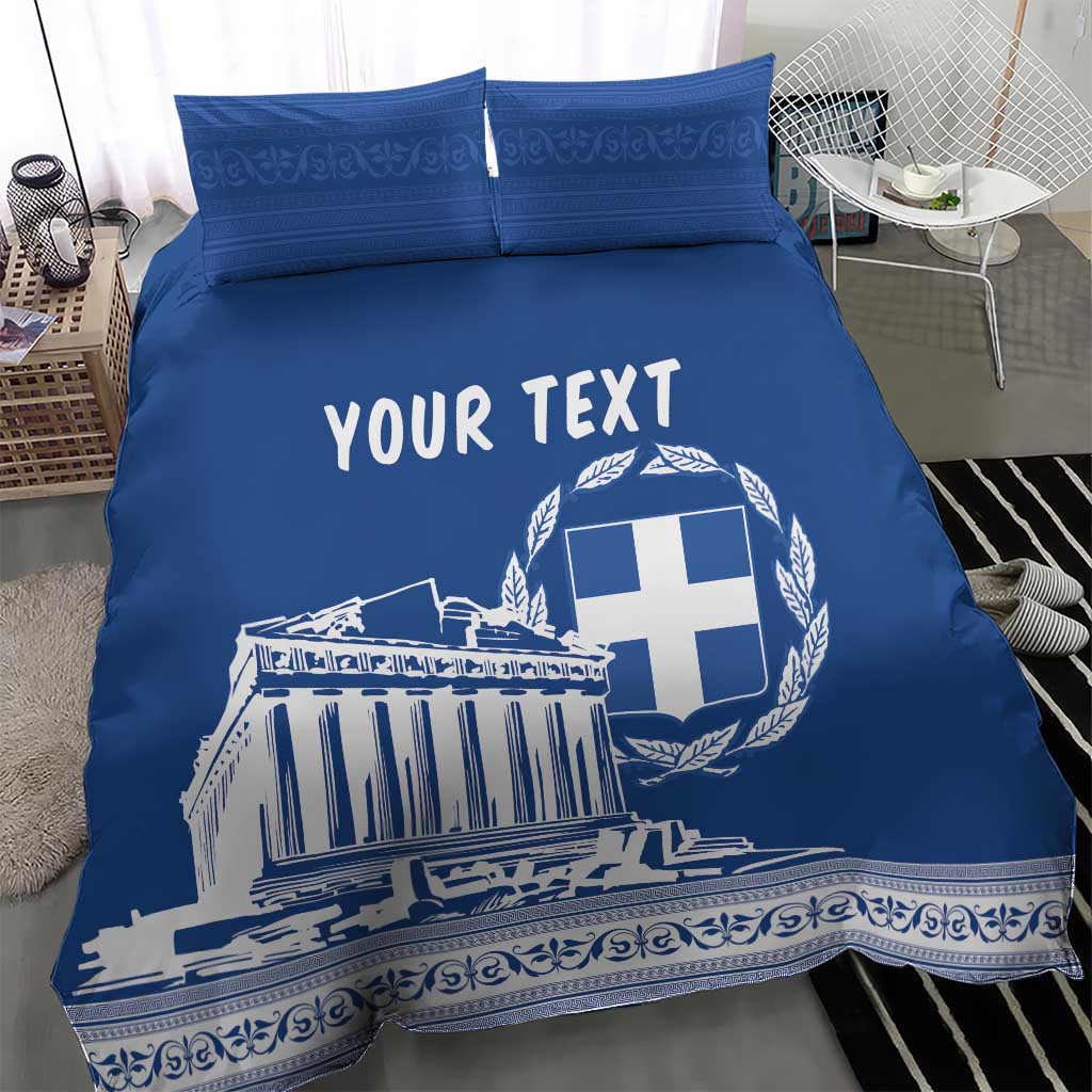 Personalized Greece Athena Goddess Bedding Set Parthenon Greek Key Patterns