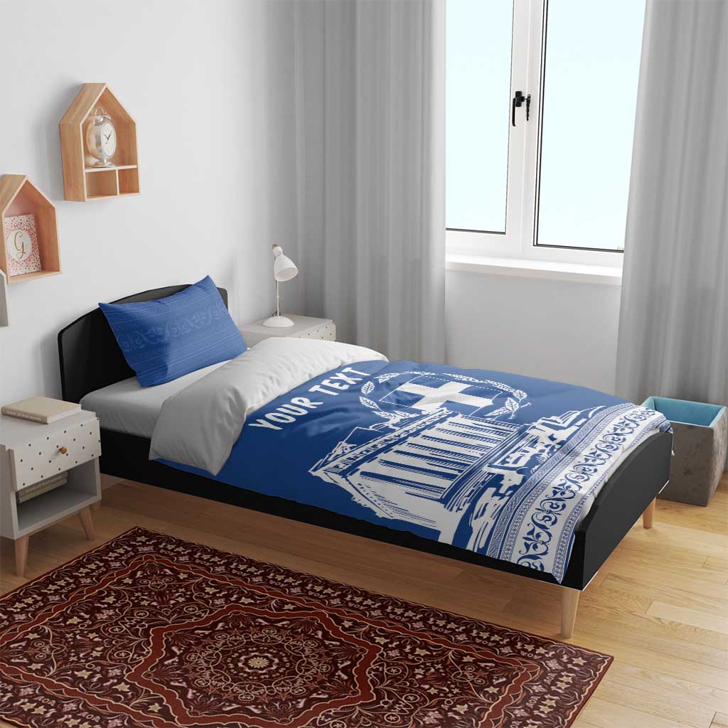 Personalized Greece Athena Goddess Bedding Set Parthenon Greek Key Patterns