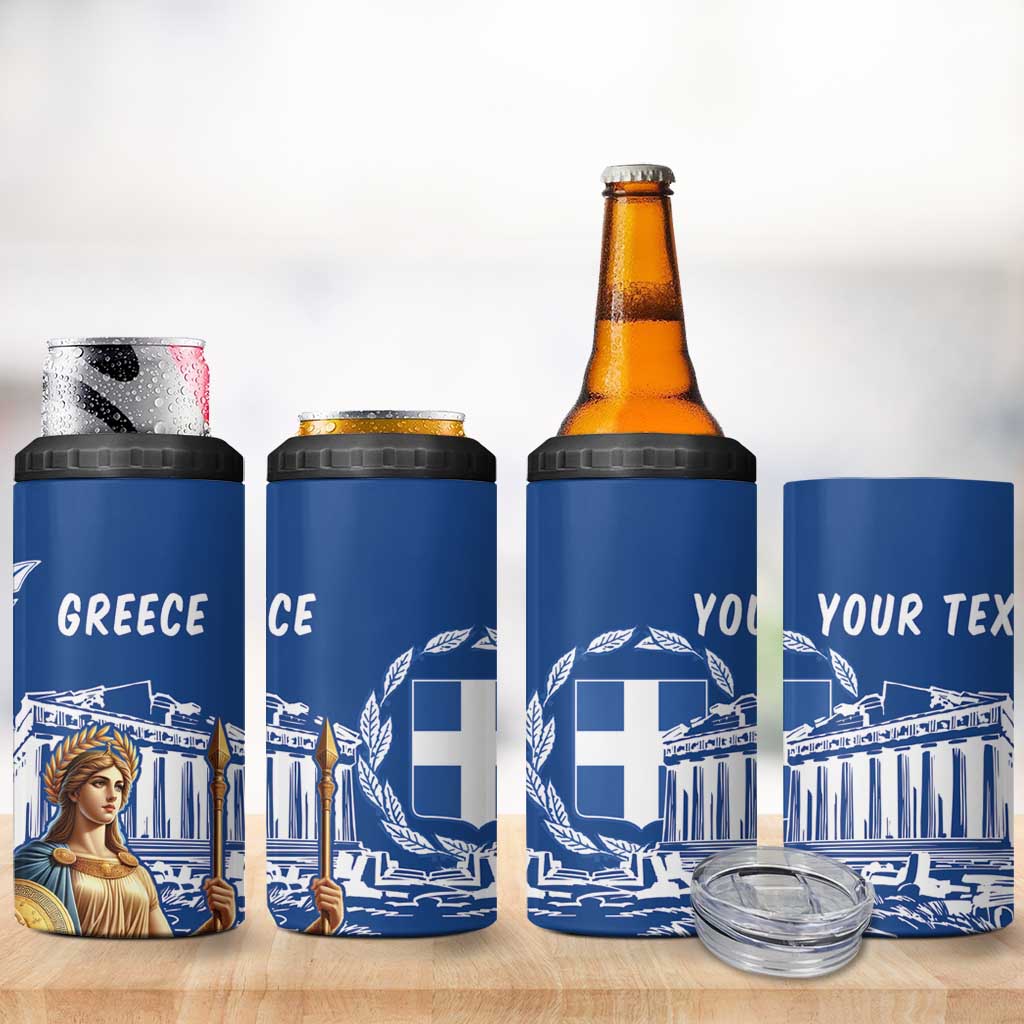 Personalized Greece Athena Goddess 4 in 1 Can Cooler Tumbler Parthenon Greek Key Patterns