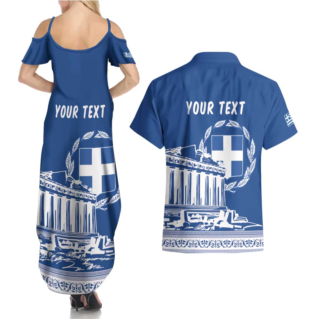 Personalized Greece Athena Goddess Couples Matching Summer Maxi Dress and Hawaiian Shirt Parthenon Greek Key Patterns