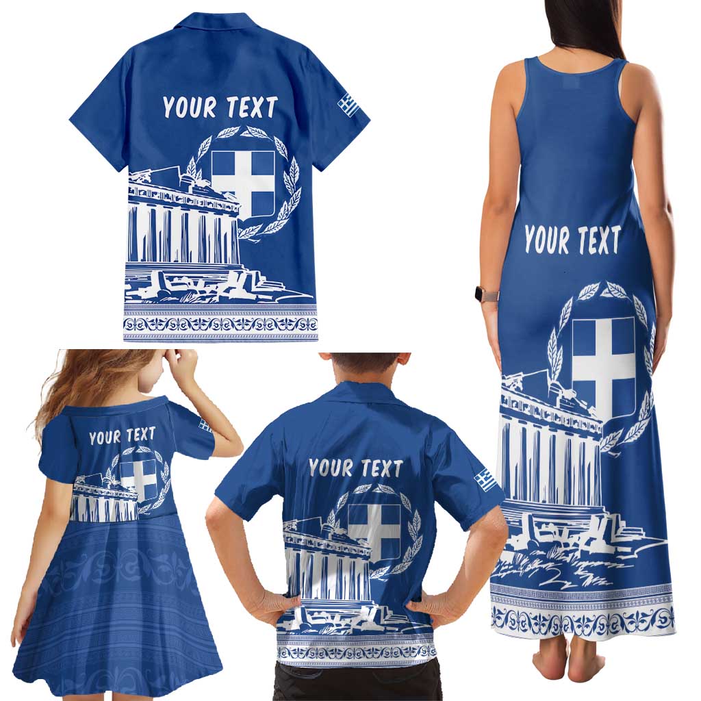Personalized Greece Athena Goddess Family Matching Tank Maxi Dress and Hawaiian Shirt Parthenon Greek Key Patterns