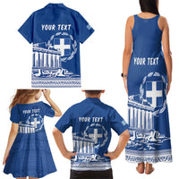 Personalized Greece Athena Goddess Family Matching Tank Maxi Dress and Hawaiian Shirt Parthenon Greek Key Patterns