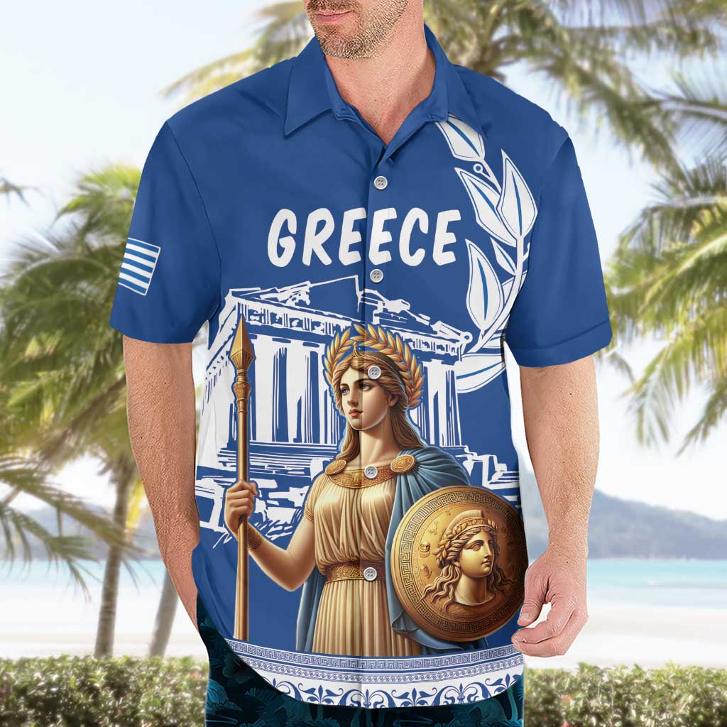 Personalized Greece Athena Goddess Hawaiian Shirt Parthenon Greek Key Patterns