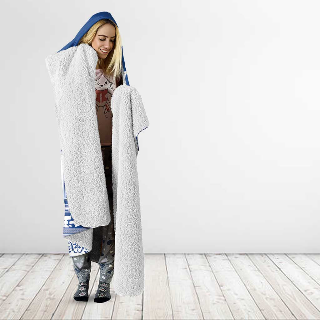 Personalized Greece Athena Goddess Hooded Blanket Parthenon Greek Key Patterns