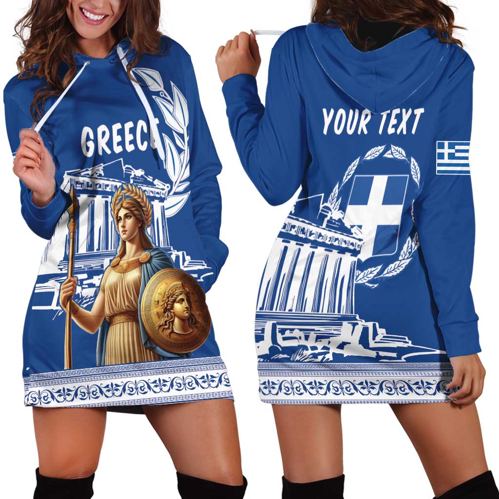 Personalized Greece Athena Goddess Hoodie Dress Parthenon Greek Key Patterns