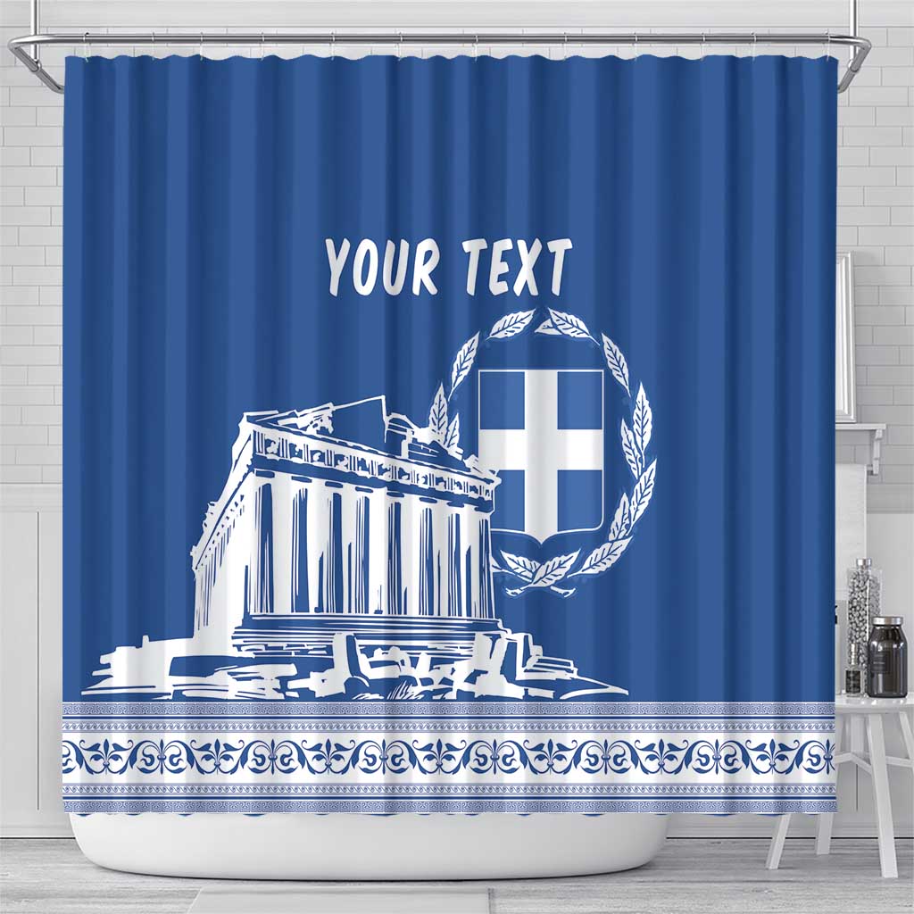 Personalized Greece Athena Goddess Shower Curtain Parthenon Greek Key Patterns