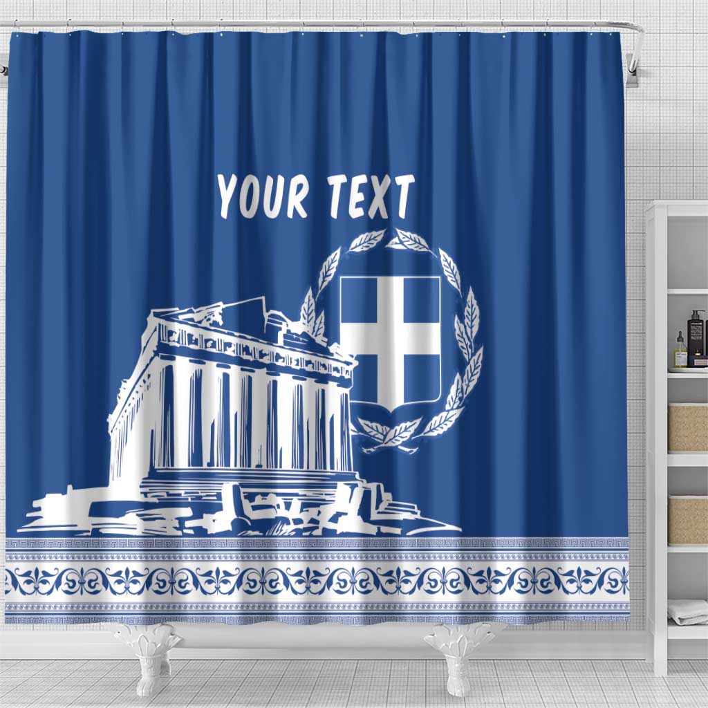 Personalized Greece Athena Goddess Shower Curtain Parthenon Greek Key Patterns