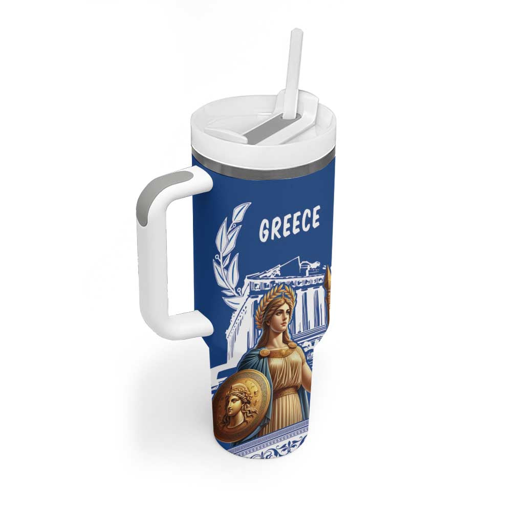 Personalized Greece Athena Goddess Tumbler With Handle Parthenon Greek Key Patterns