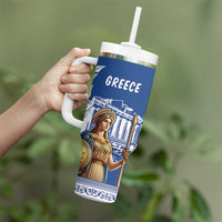 Personalized Greece Athena Goddess Tumbler With Handle Parthenon Greek Key Patterns