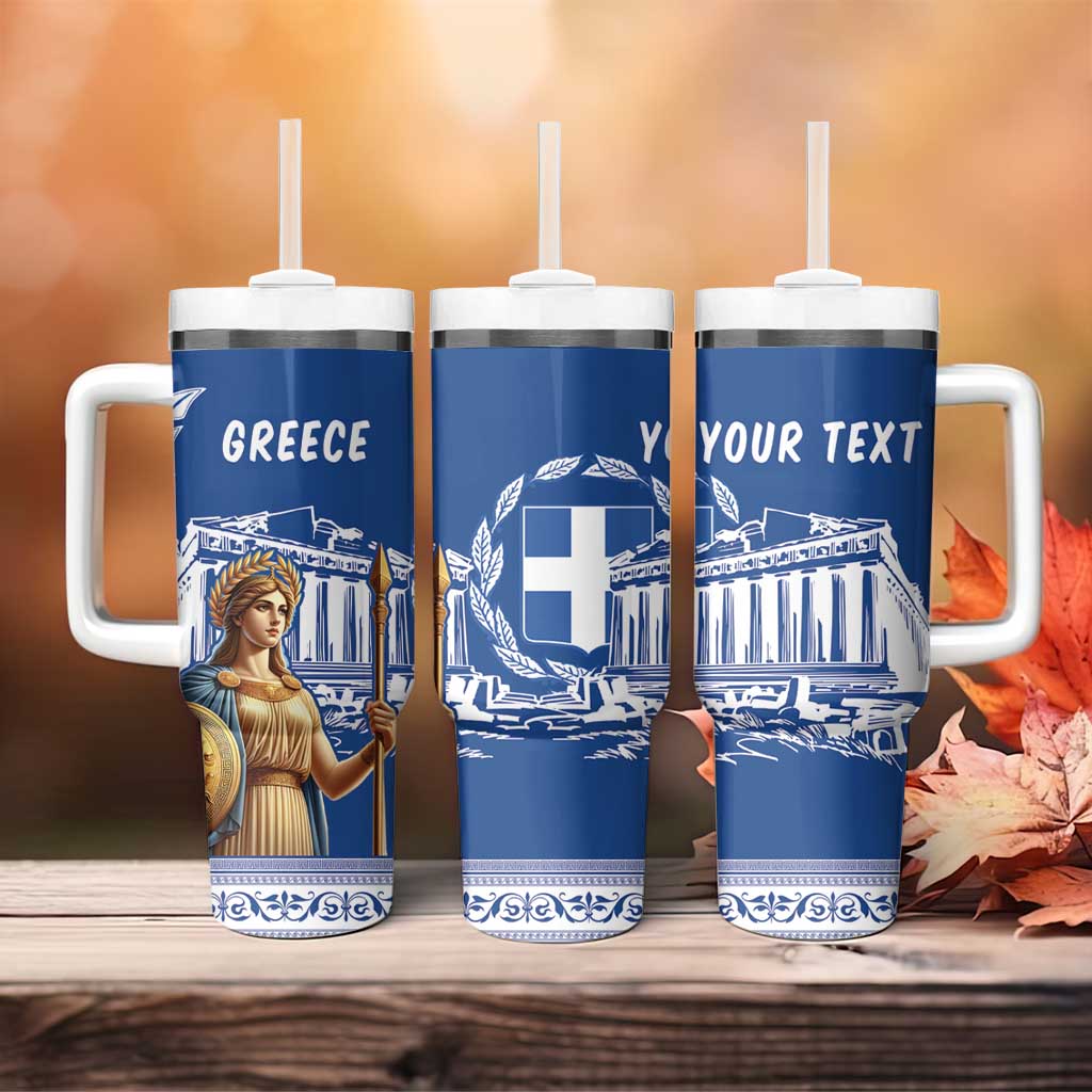 Personalized Greece Athena Goddess Tumbler With Handle Parthenon Greek Key Patterns