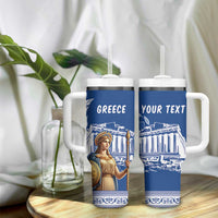 Personalized Greece Athena Goddess Tumbler With Handle Parthenon Greek Key Patterns