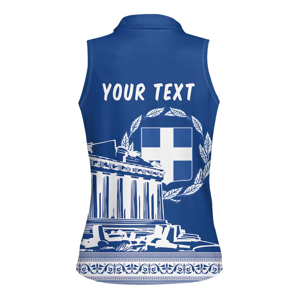 Personalized Greece Athena Goddess Women Sleeveless Polo Shirt Parthenon Greek Key Patterns