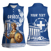 Personalized Greece Athena Goddess Women Sleeveless Polo Shirt Parthenon Greek Key Patterns