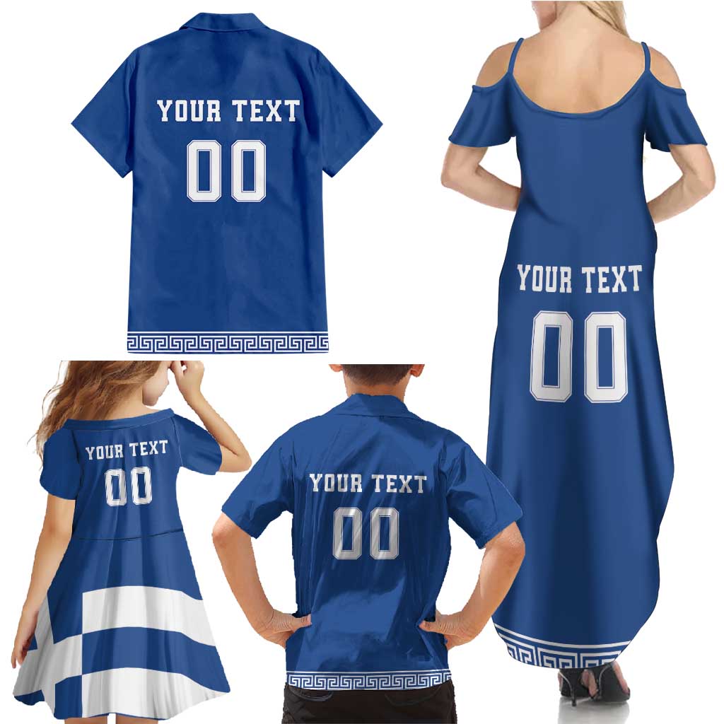 Custom Greece Football Family Matching Summer Maxi Dress and Hawaiian Shirt Go Champions Ethniki LT18