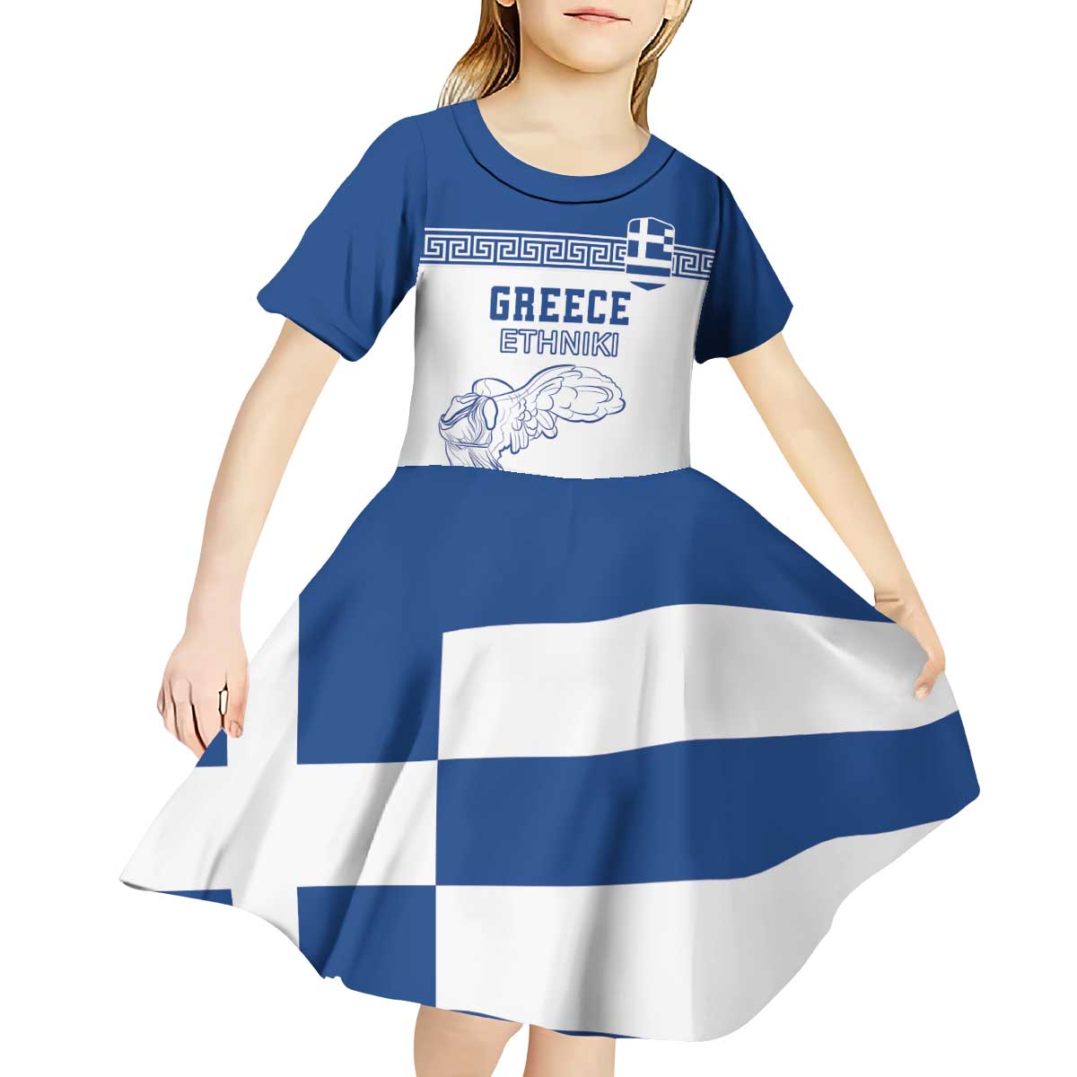 Custom Greece Football Kid Short Sleeve Dress Go Champions Ethniki LT18