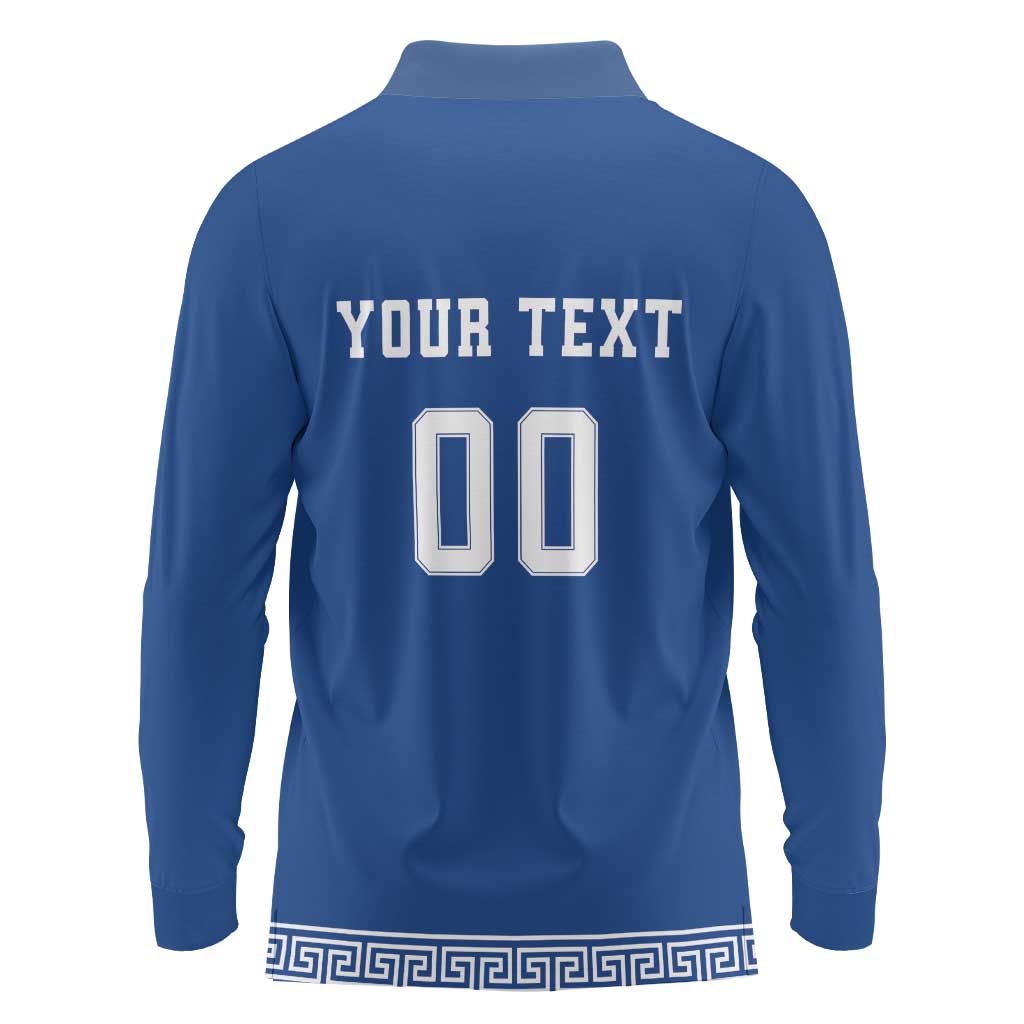 Custom Greece Football Long Sleeve Polo Shirt Go Champions Ethniki LT18