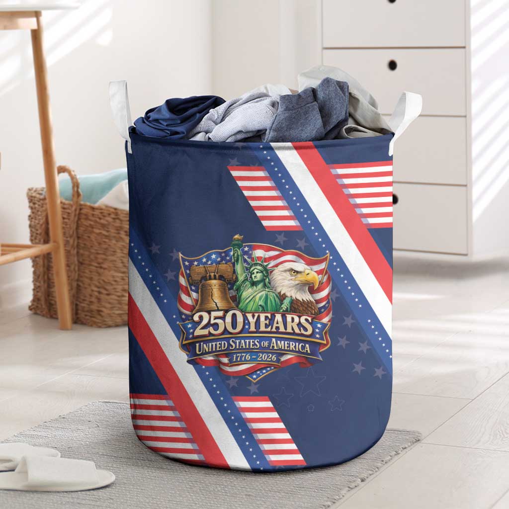 America 250th Anniversary Laundry Basket USA 1776-2026 Patriotic Eagle