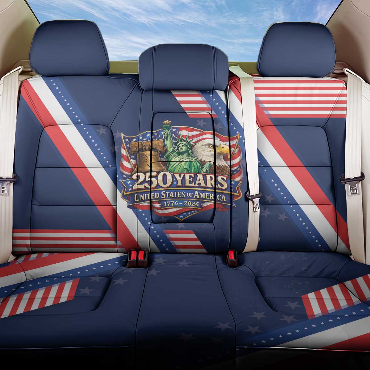 America 250th Anniversary Back Car Seat Cover USA 1776-2026 Patriotic Eagle