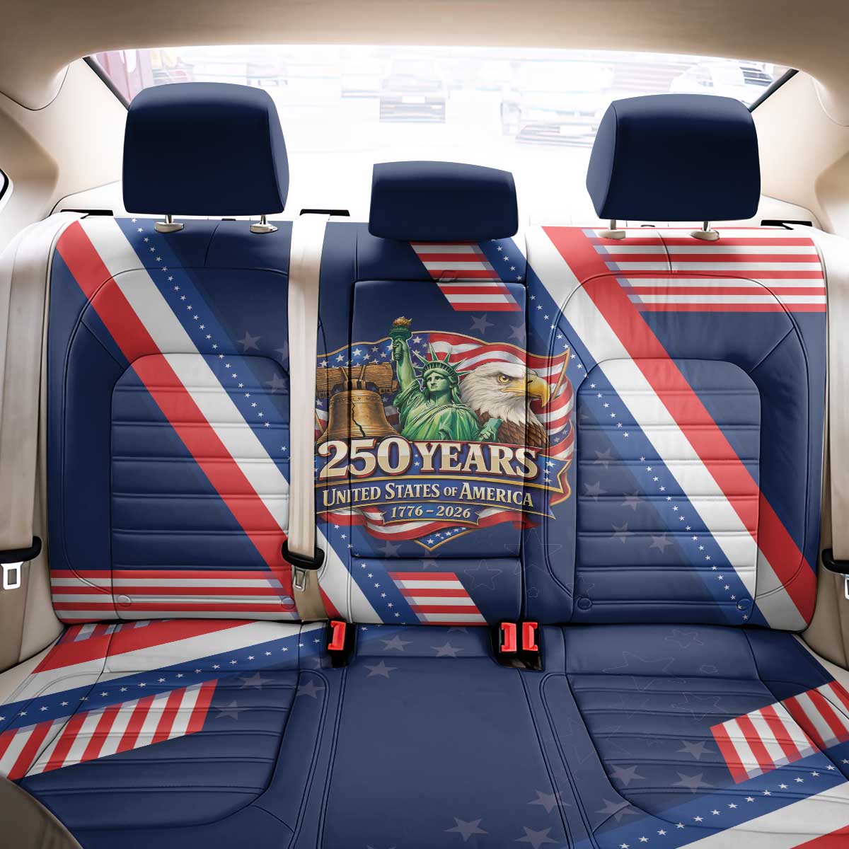 America 250th Anniversary Back Car Seat Cover USA 1776-2026 Patriotic Eagle