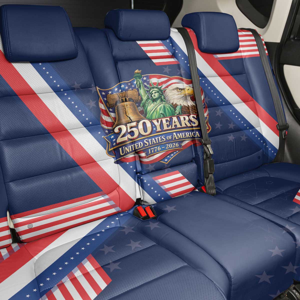 America 250th Anniversary Back Car Seat Cover USA 1776-2026 Patriotic Eagle